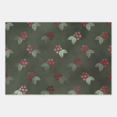 ラグジュアリーエレガントグリーンレッド金ゴールドクリスマスホリデー ラッピングペーパーシート (正面3)