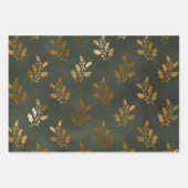 ラグジュアリーエレガントグリーン金ゴールドクリスマスホリデーツリー ラッピングペーパーシート (正面2)