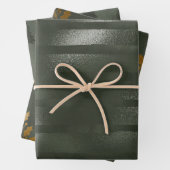 ラグジュアリーエレガントグリーン金ゴールドクリスマスホリデーツリー ラッピングペーパーシート (インサイチュ)