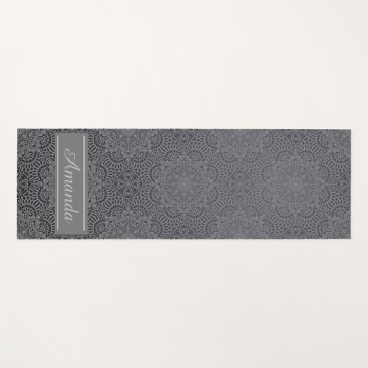ラグジュアリーエレガントグレーブラックパターンデザイン名 ヨガマット (正面(横))