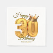 ラグジュアリーエレガントゴールデン王室のクラウン30th誕生日 スタンダードカクテルナプキン (正面)