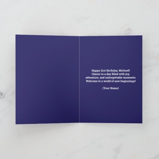 ラグジュアリーエレガントシックパープル21歳の誕生日 カード (内部)