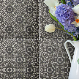 ラグジュアリーエレガントシックフェイク金ゴールド&ブラックアラベスク タイル