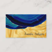 ラグジュアリーエレガントシック金ゴールドブルーアガテソーシャルメディア 名刺 (正面)