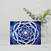 ラグジュアリーエレガントシルバーネイビーブルーマンダラ霊気ヨガ 箔シーズンポストカード (立ち正面)