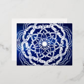 ラグジュアリーエレガントシルバーネイビーブルーマンダラ霊気ヨガ 箔シーズンポストカード (正面/裏面)