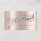 ラグジュアリーエレガントシルバーフェザーバラ金ゴールド 名刺 (正面)