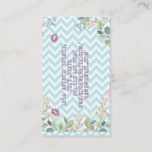 ラグジュアリーエレガントスウィートブルービジネスカード 名刺 (裏面)