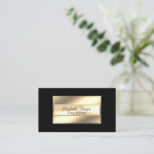 ラグジュアリーエレガントスタイリッシュ、ブラック、フレーム 名刺 (スタンド正面)