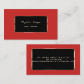 ラグジュアリーエレガントスタイリッシュ、レッド、ブラックフレーム 名刺 (正面/裏面)