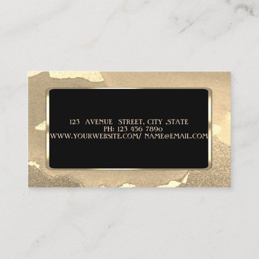 ラグジュアリーエレガントスタイリッシュ、抽象芸術、ブラックフレーム 名刺 (裏面)