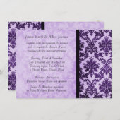 ラグジュアリーエレガントダムスクパープルバラウェディングエグッズ 招待状 (正面/裏面)