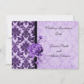 ラグジュアリーエレガントダムスクパープルバラウェディングエグッズ 招待状 (裏面)