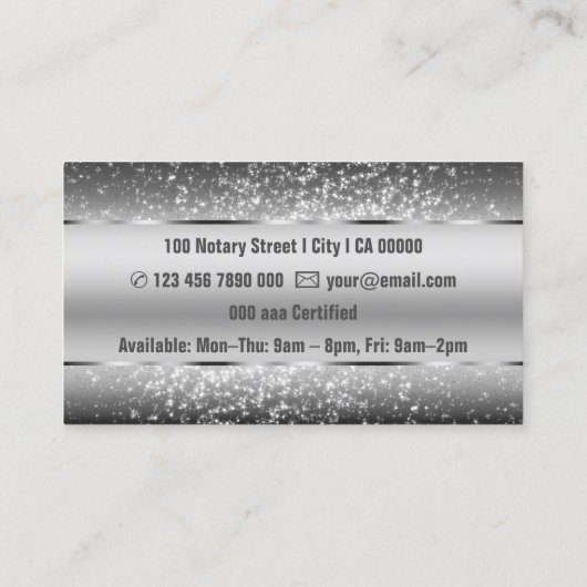 ラグジュアリーエレガントダークグレイ縁どグリッタースターズリュックス 名刺 (裏面)