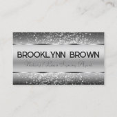 ラグジュアリーエレガントダークグレイ縁どグリッタースターズリュックス 名刺 (正面)