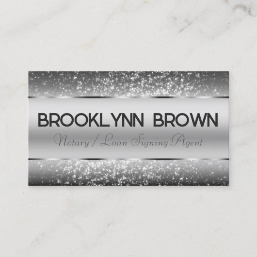 ラグジュアリーエレガントダークグレイ縁どグリッタースターズリュックス 名刺 (正面)