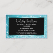 ラグジュアリーエレガントティール（緑がかった色）グリッターラインストーンダイヤモンド 名刺 (裏面)