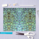 ラグジュアリーエレガントティール(緑がかった色)ピーコックバックフェザー 薄葉紙 (クラフト)