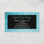 ラグジュアリーエレガントティール(緑がかった色)ブルーグラデーショングリッター 名刺 (裏面)