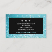 ラグジュアリーエレガントティール(緑がかった色)ブルーグラデーションダイヤきらめくモンド 名刺 (裏面)