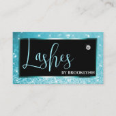 ラグジュアリーエレガントティール(緑がかった色)ブルーグラデーションダイヤきらめくモンド 名刺 (正面)