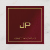 ラグジュアリーエレガントテンプレート金ゴールド文字モノグラム スクエア名刺 (正面)