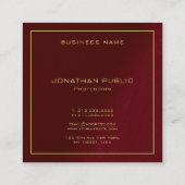 ラグジュアリーエレガントテンプレート金ゴールド文字モノグラム スクエア名刺 (裏面)