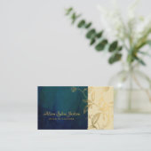 ラグジュアリーエレガントネイビー金ゴールドカスタムインテリアデザイナー 名刺 (スタンド正面)