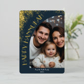 ラグジュアリーエレガントハッピーハヌカー | 挨拶モダン 箔招待状 (立ち正面)