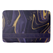 ラグジュアリーエレガントパープルと金ゴールドマーブルエフェクト名 バスマット (正面)