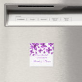 ラグジュアリーエレガントパープルバタフライ日付を保存 マグネット (インサイチュ (食洗機))