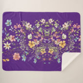 ラグジュアリーエレガントパープルフローラ シェルパブランケット (正面(横))