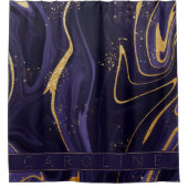 ラグジュアリーエレガントパープル金ゴールド大理石エフェクト名の表示 シャワーカーテン (正面)