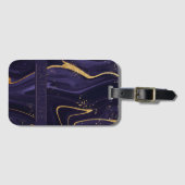 ラグジュアリーエレガントパープル金ゴールド大理石エフェクト名 ラゲッジタグ (正面横)