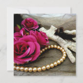 ラグジュアリーエレガントパールバラレースシャワー招待状 招待状 (裏面)