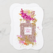 ラグジュアリーエレガントピンクグリッター香水招待状 招待状 (正面/裏面)