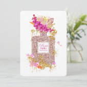 ラグジュアリーエレガントピンクグリッター香水招待状 招待状 (スタンド正面)