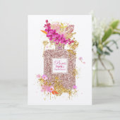 ラグジュアリーエレガントピンクグリッター香水1招待状 招待状 (スタンド正面)