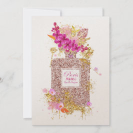 ラグジュアリーエレガントピンクグリッター香水1招待状 招待状