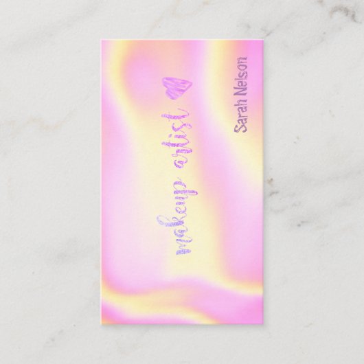 ラグジュアリーエレガントピンクスイートホログラフィービジネスカー 名刺 (正面)