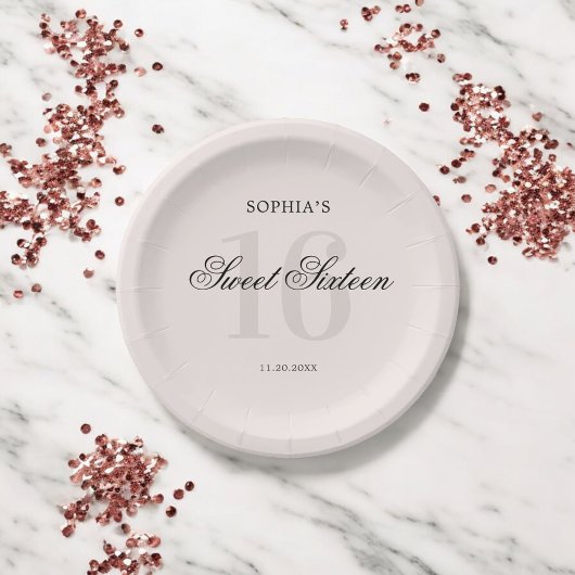 ラグジュアリーエレガントピンクスウィート16 ペーパープレート