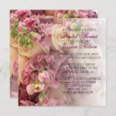 ラグジュアリーエレガントピンクローズブーケシャワー招待状 招待状 (正面/裏面)