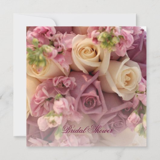 ラグジュアリーエレガントピンクローズブーケシャワー招待状 招待状 (裏面)