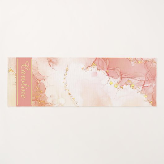 ラグジュアリーエレガントピンク金ゴールドマーブルエフェクト名 ヨガマット (正面(横))
