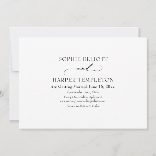 ラグジュアリーエレガントフォントシンプル保存カード日付 招待状 (裏面)