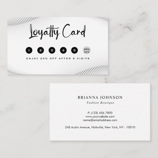 ラグジュアリーエレガントブティックホワイト金ゴールド ロイヤリティカード (正面/裏面)