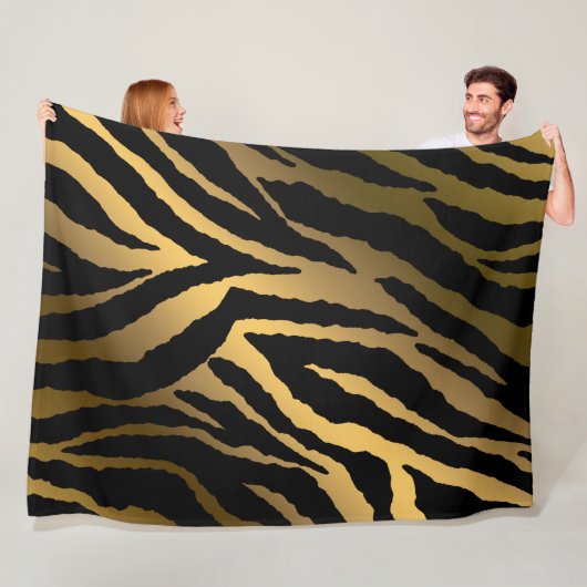 ラグジュアリーエレガントブモダンラック金ゴールドライン フリースブランケット (インサイチュ)