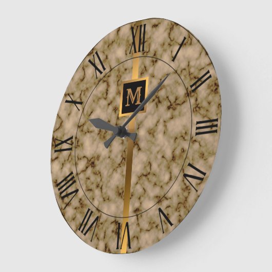 ラグジュアリーエレガントブモダンラック金ゴールド大理石 ラージ壁時計 (傾斜)