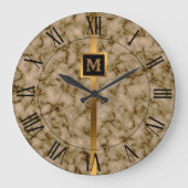 ラグジュアリーエレガントブモダンラック金ゴールド大理石 ラージ壁時計 (正面)