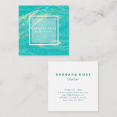 ラグジュアリーエレガントブモダンルーブルー金ゴールドマーブル スクエア名刺 (正面/裏面)